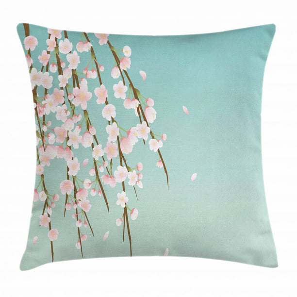 Multicolor Shabby Chic Floral Co Anemone Flowers Shabby Chic Pink and Blue Vintage Throw Pillow 16x16 